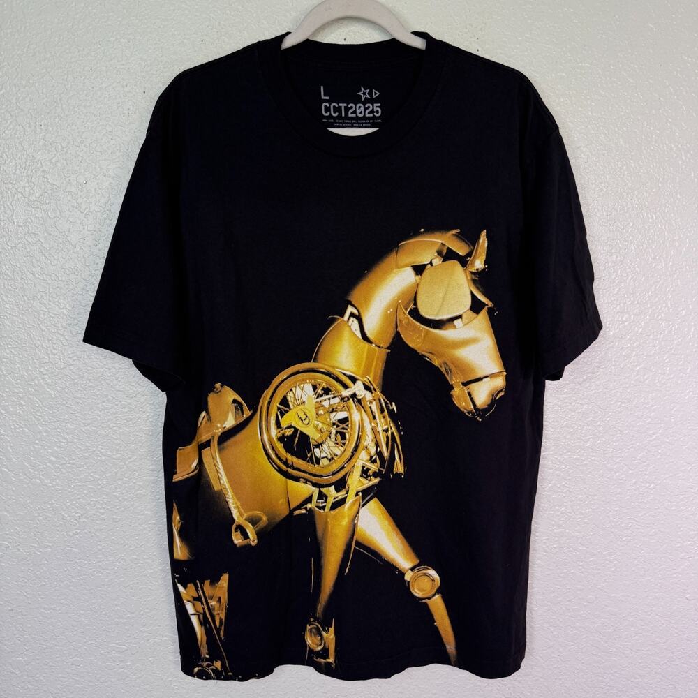 Beyonce Cowboy Carter Tour Shirt Large Chardonneigh Gold Tee Concert Merch RARE